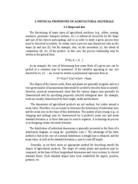 Physical Properties of Agricultural Materials .